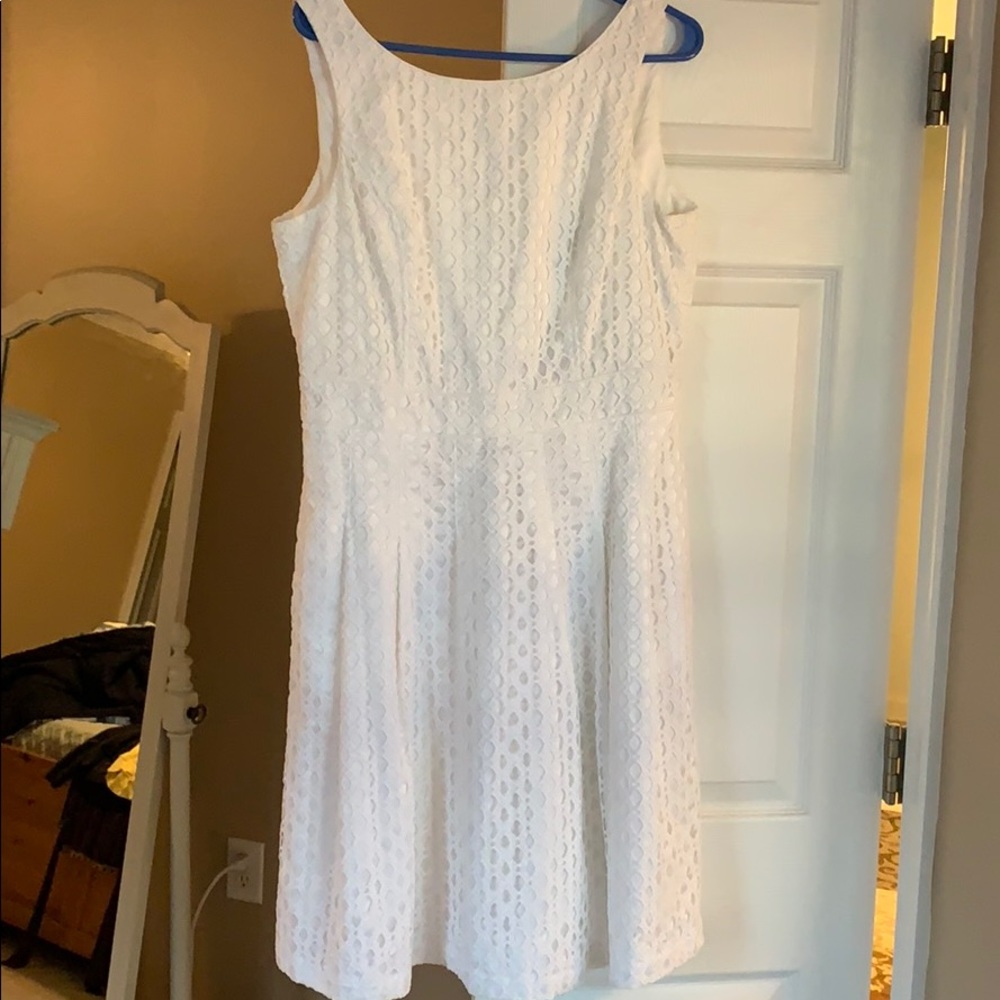WHBM White sleeveless pleated dress